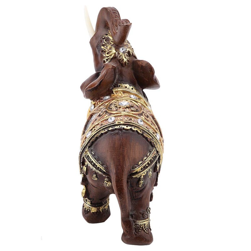 Hztyyier Elephant with Trunk Raised Collectible Figurine Statue Good Luck Elephant Collectible Resin Feng Shui Elephant for Wealth Lucky Figurine Home Decor Gift(L) - Image 3